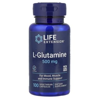 Life Extension, L-глютамин, 500 мг, 100 вегетарианских капсул