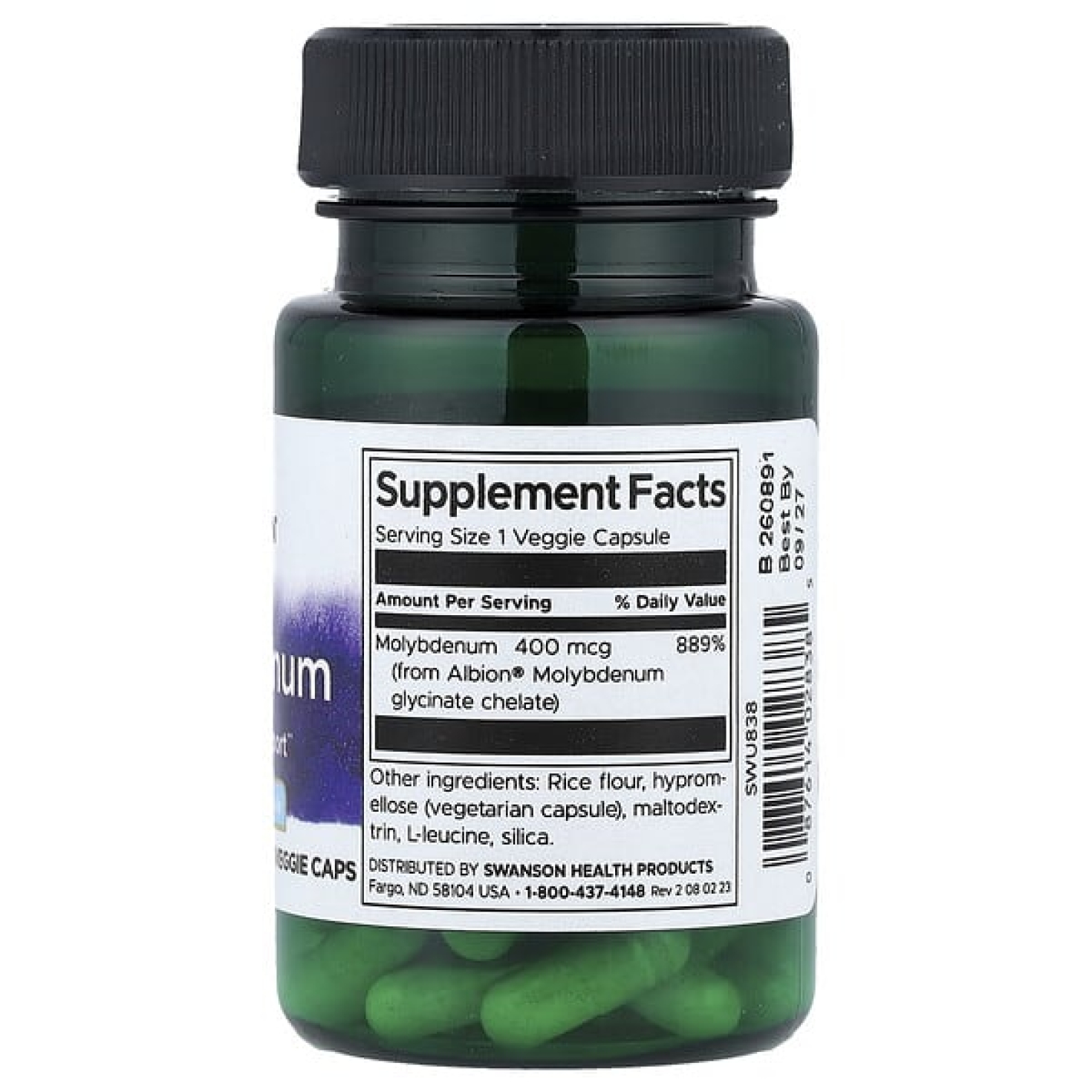 Swanson, Albion Molybdenum, 400 мкг, 60 растительных капсул