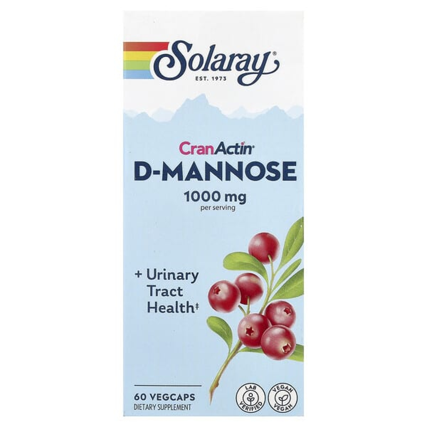 Solaray, CranActin®, D-манноза, 60 капсул VegCap