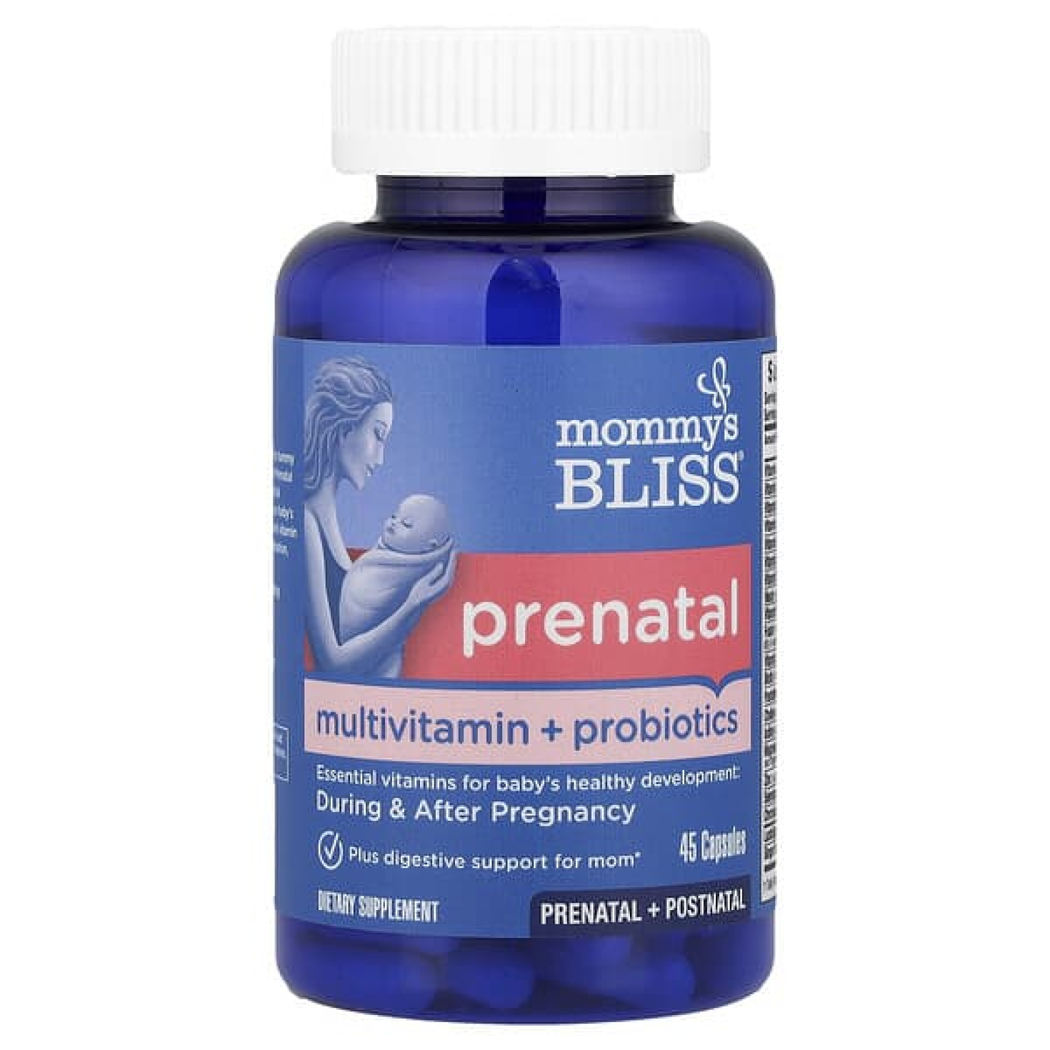 Mommy's Bliss, пренатальные витамины с пробиотиком, 45 капсул