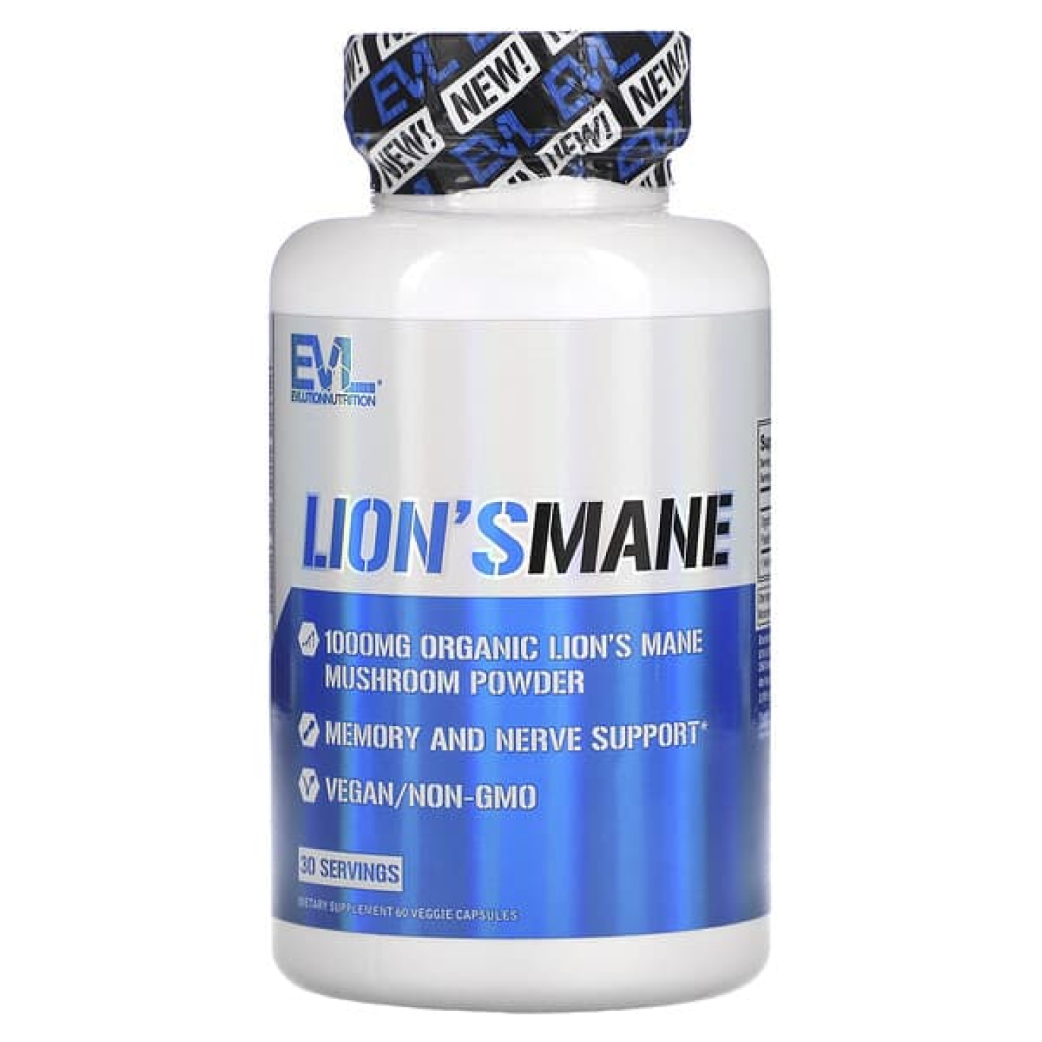 EVLution Nutrition, ежовик гребенчатый, 60 вегетарианских капсул (500 мг в 1 капсуле)