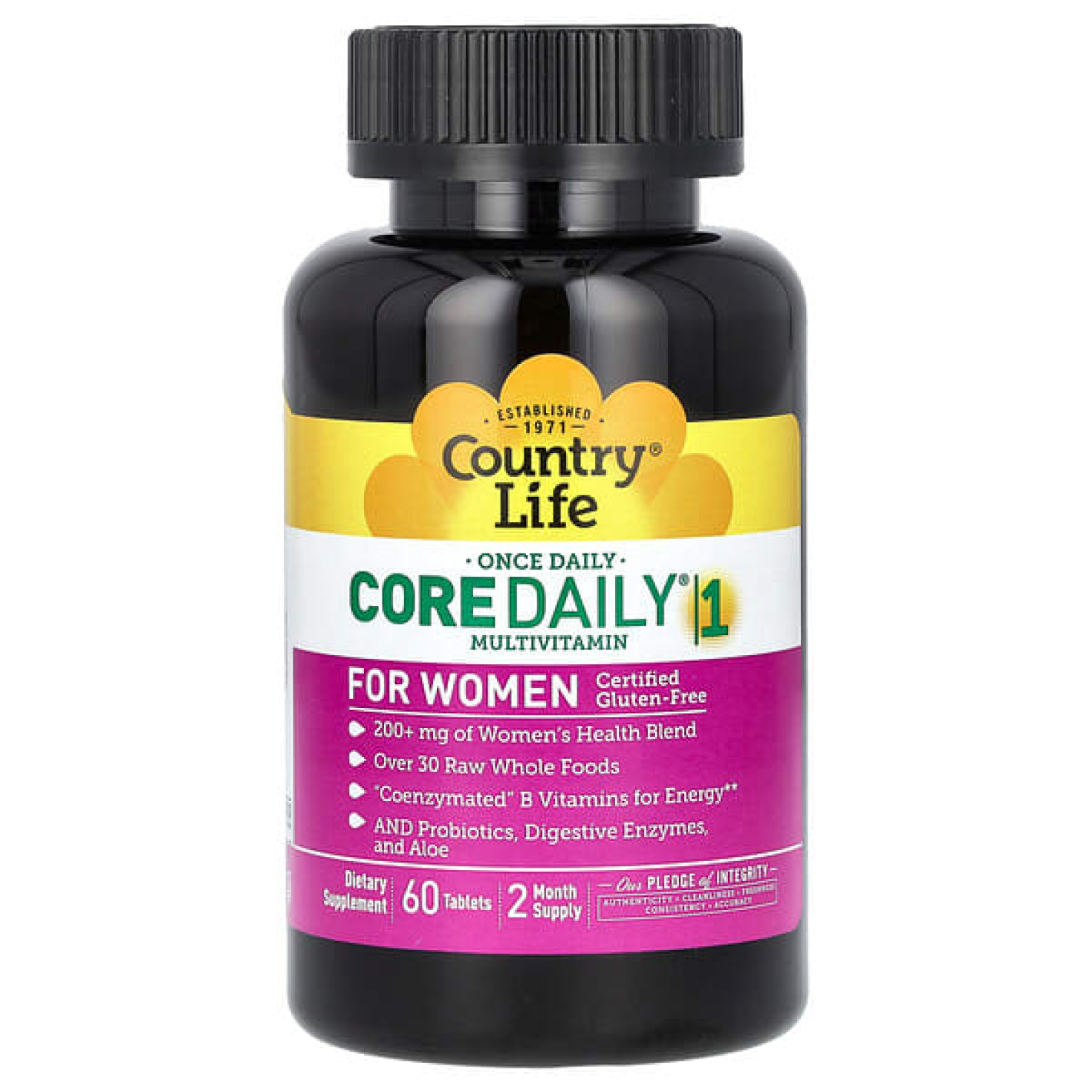 Country Life, Мультивитамины Core Daily-1 для женщин, 60 таблеток