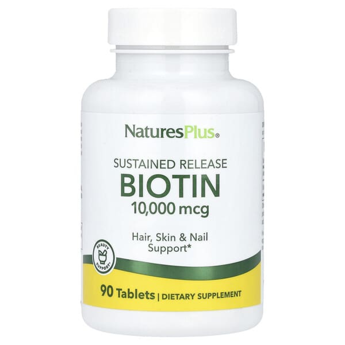 NaturesPlus, биотин длительного высвобождения, 10 000 мкг, 90 таблеток