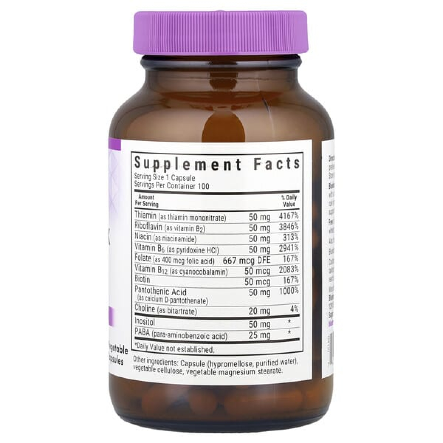 Bluebonnet Nutrition, B-Complex 50, витамины группы B, 100 вегетарианских капсул