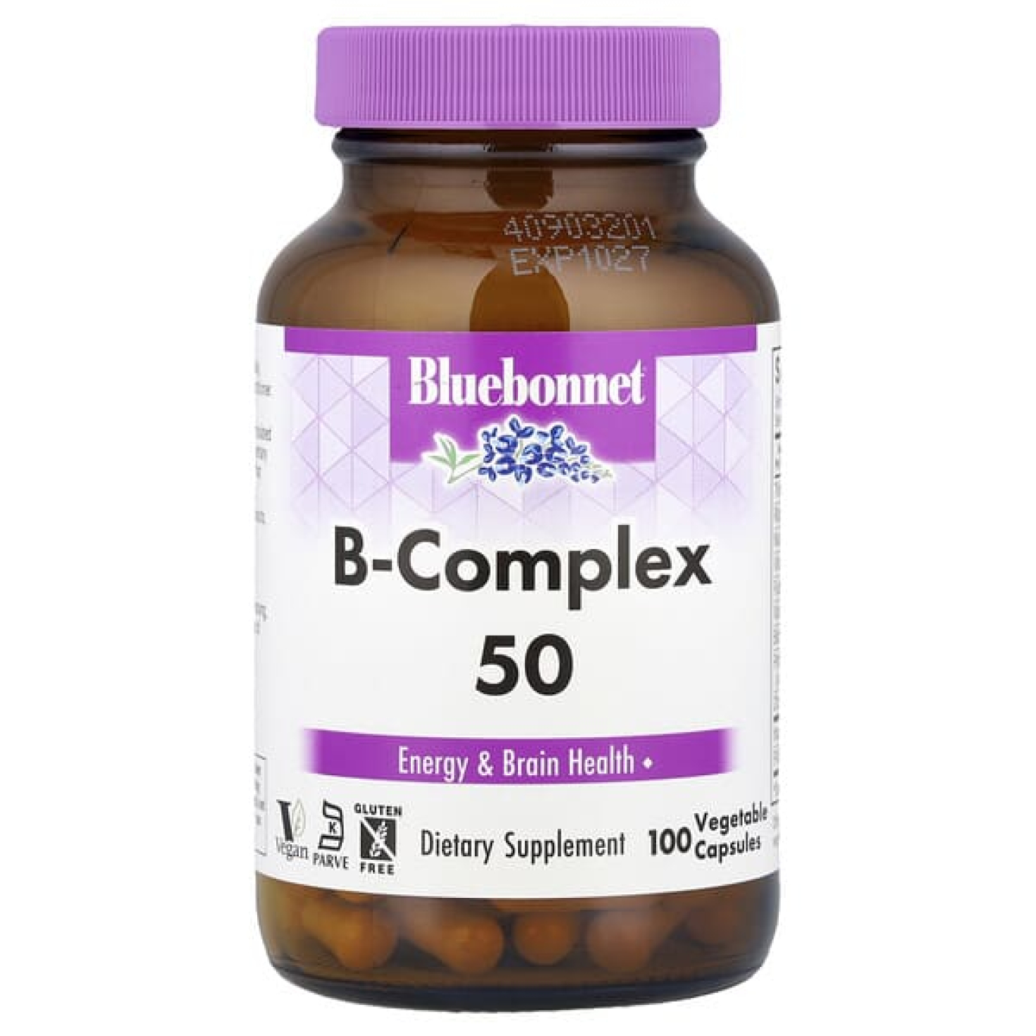 Bluebonnet Nutrition, B-Complex 50, витамины группы B, 100 вегетарианских капсул