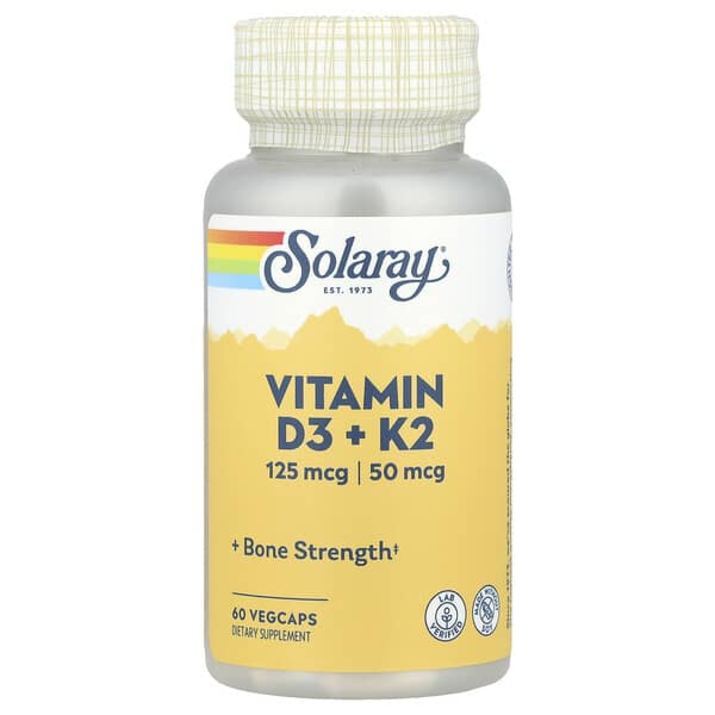 Solaray, витамины D3 и K2, без сои, 60 растительных капсул