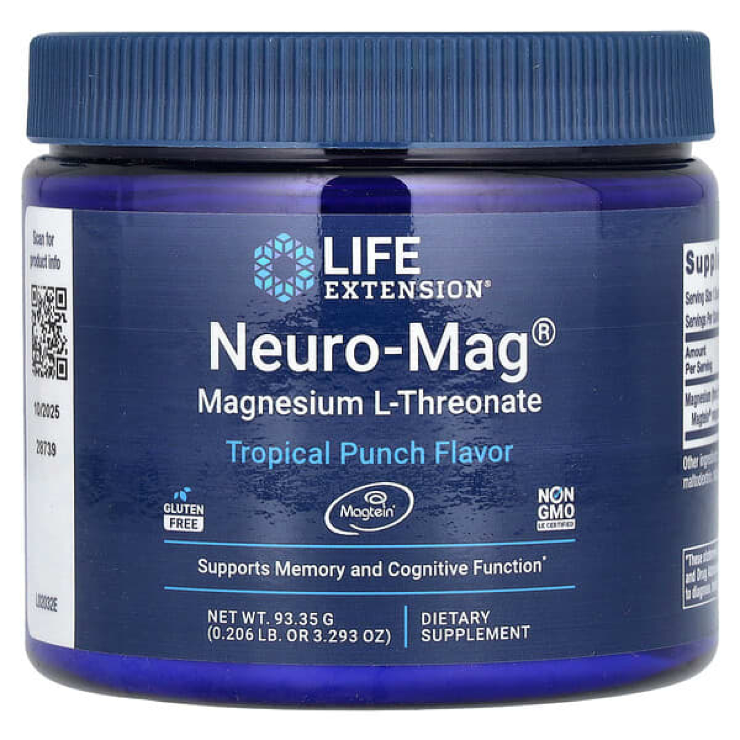 Life Extension, Neuro-Mag, L-треонат магния, тропический пунш, 93,35 г (3,293 унции)