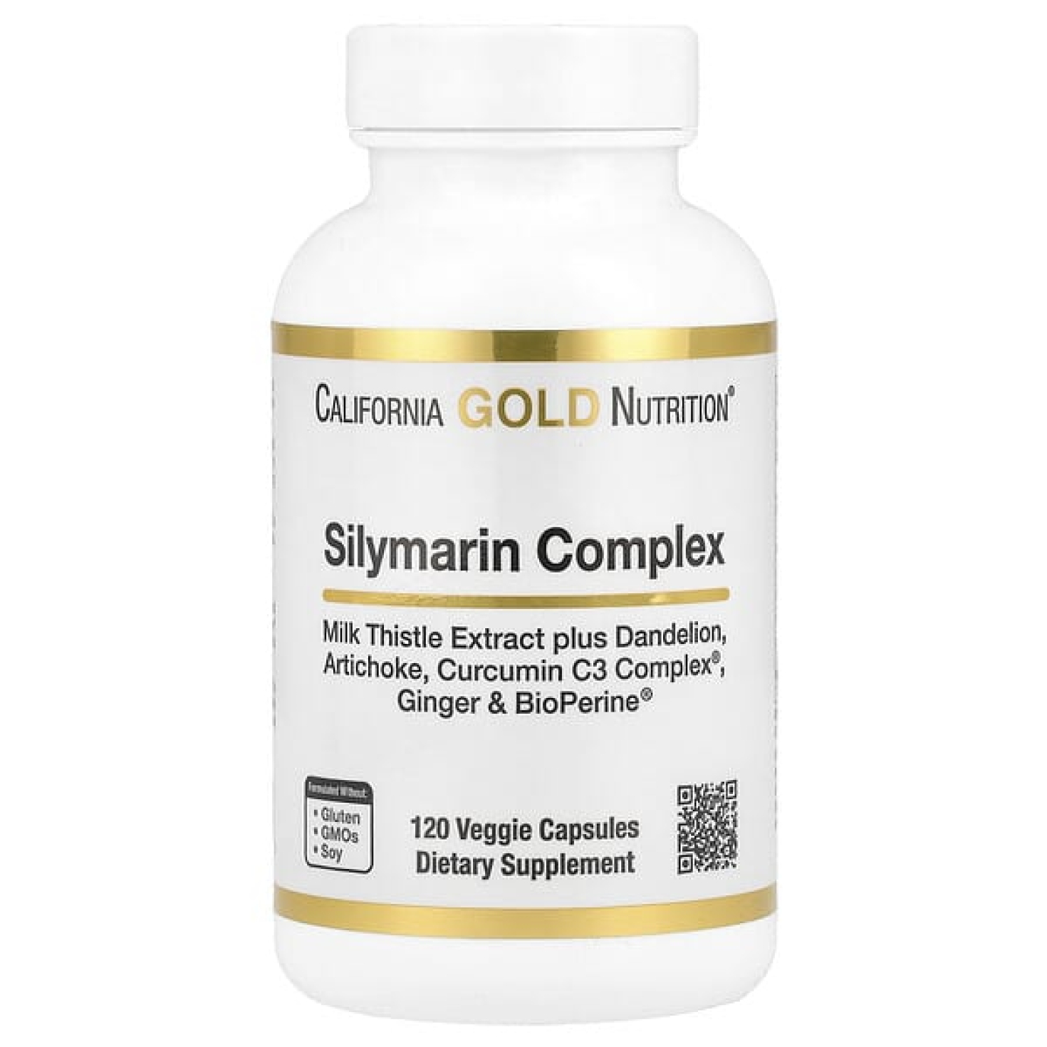 California Gold Nutrition, Комплекс силимарина, экстракт расторопши с одуванчиком, артишок, комплекс куркумина C3, имбирь и BioPerine®, 120 растительных капсул