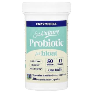 Enzymedica, пробиотик SubCulture™ от вздутия живота, 50 млрд, 30 капсул с отсроченным высвобождением