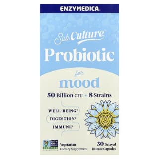 Enzymedica, SubCulture™, пробиотик для настроения, 30 капсул с отсроченным высвобождением