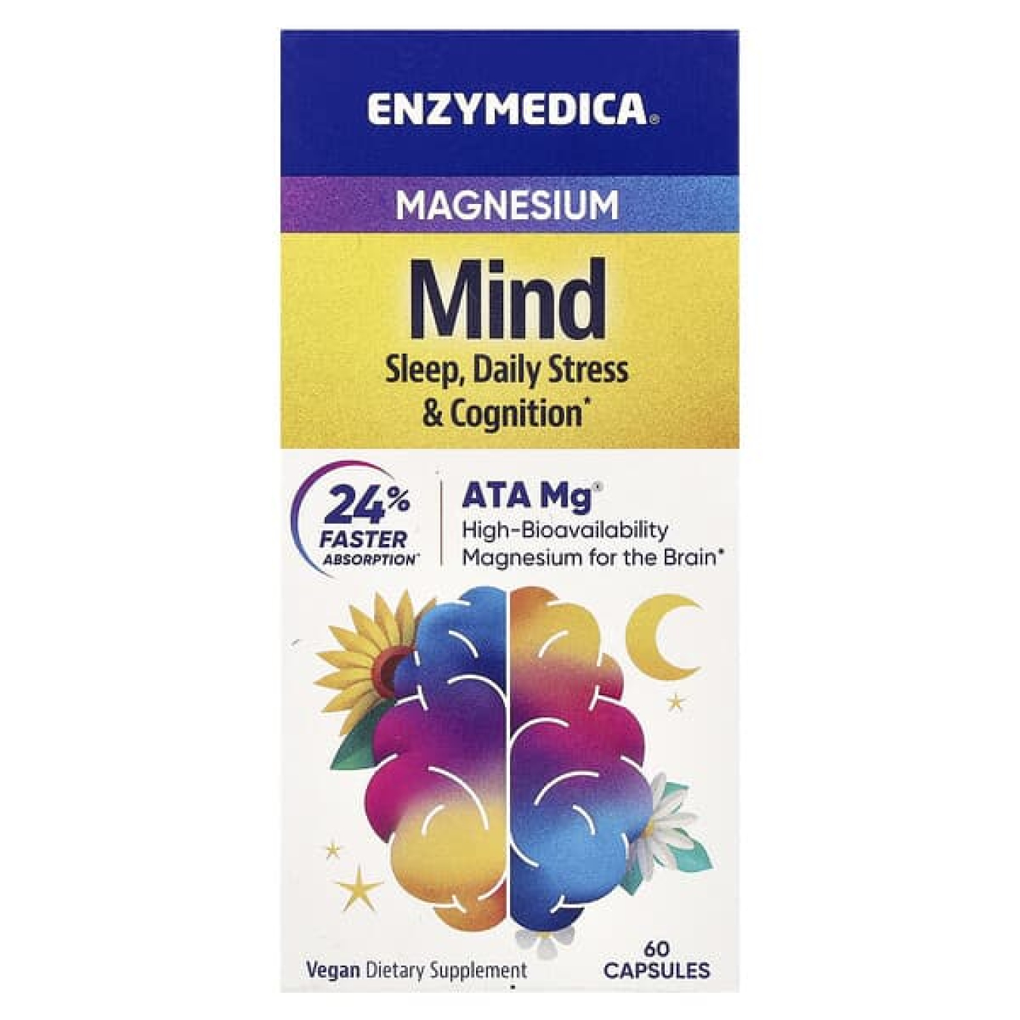 Enzymedica, Mind, магний, 60 капсул (350 мг в 1 капсуле)