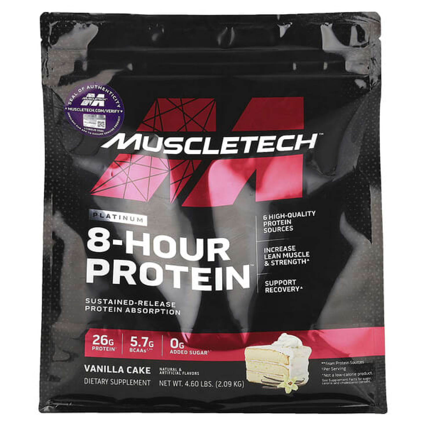 MuscleTech, Platinum 8-Hour Protein™, со вкусом ванильного торта, 2,09 кг (4,6 фунта)