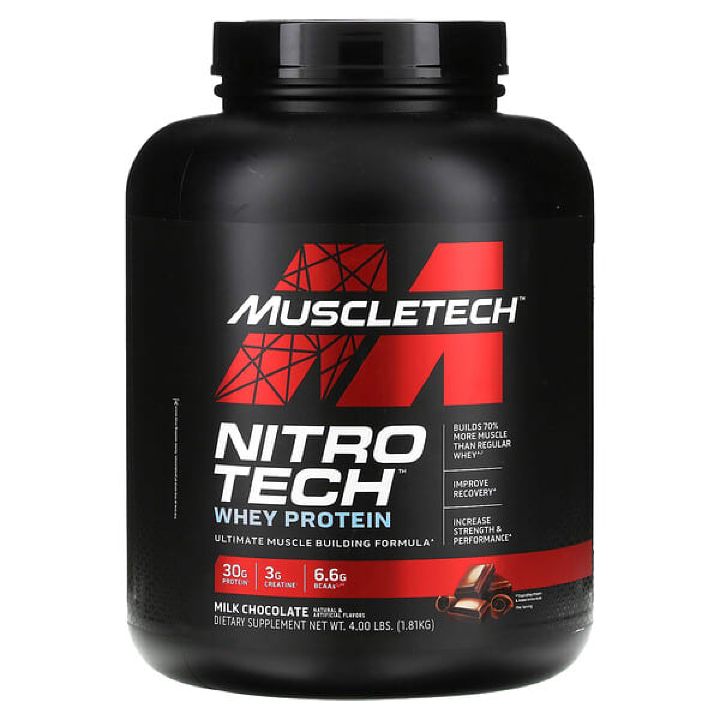MuscleTech, Nitro-Tech®, сывороточный протеин, со вкусом молочного шоколада, 1,81 кг (4 фунта)
