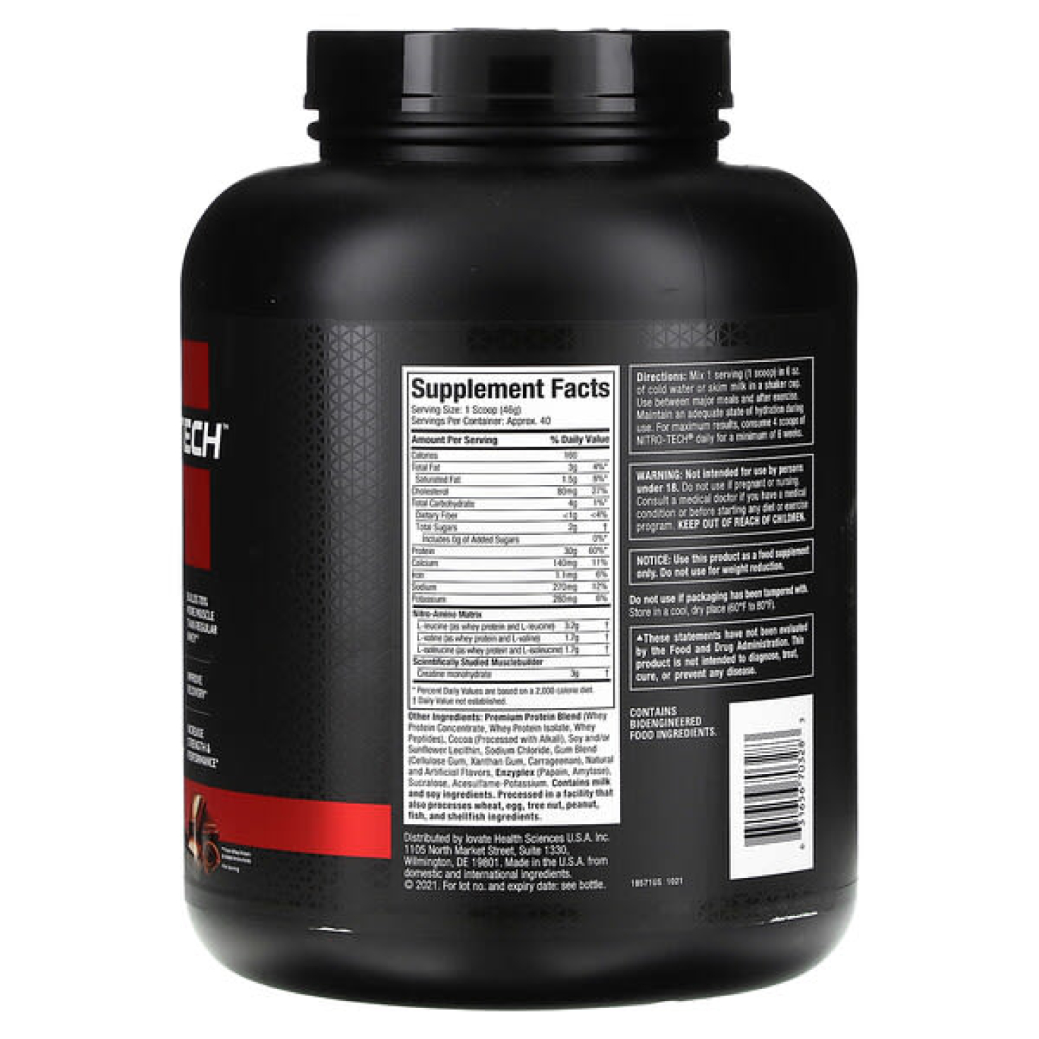 MuscleTech, Nitro-Tech®, сывороточный протеин, со вкусом молочного шоколада, 1,81 кг (4 фунта)