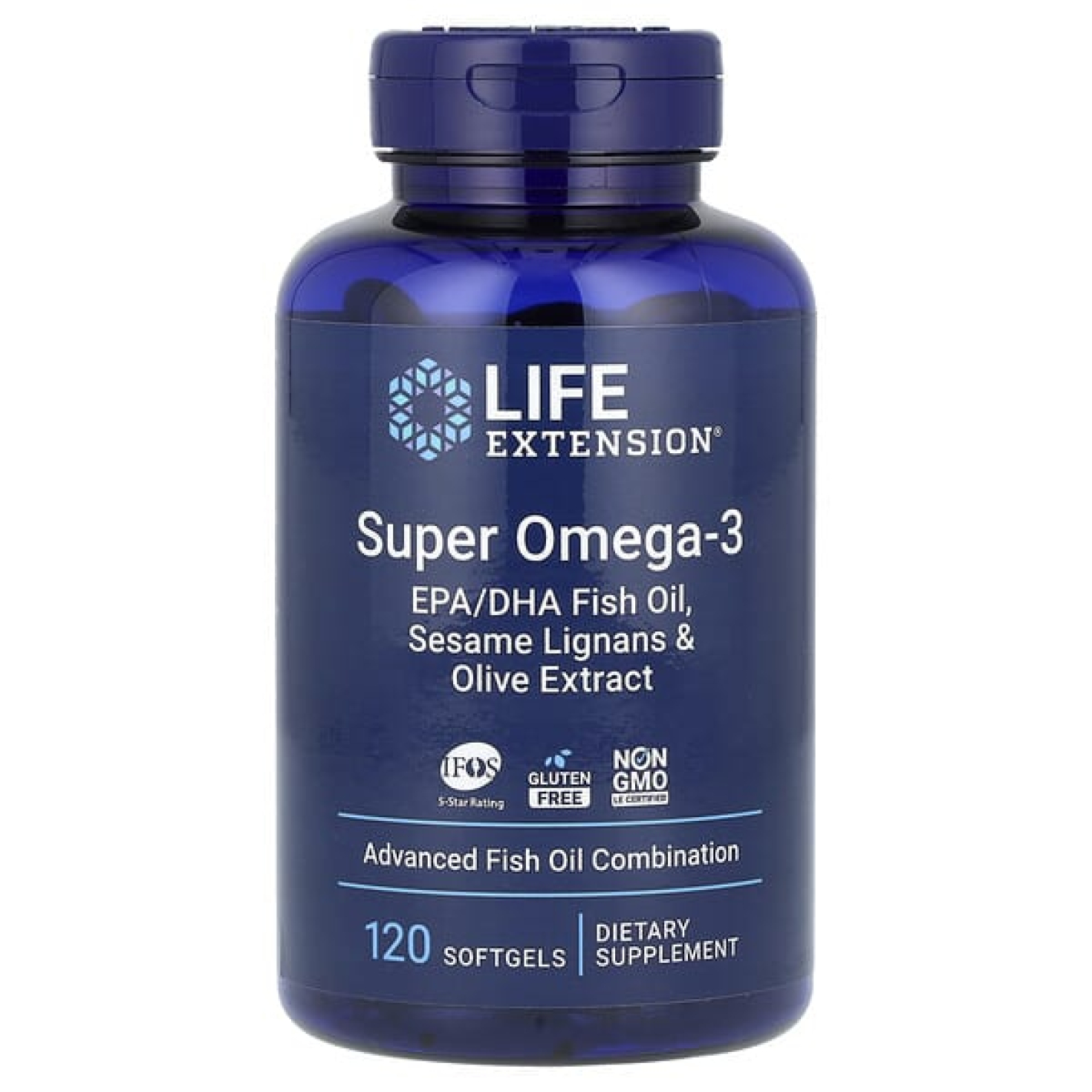 Life Extension, супер омега-3 из рыбьего жира с ЭПК и ДГК, с лигнанами кунжута и экстрактом оливы, 120 капсул