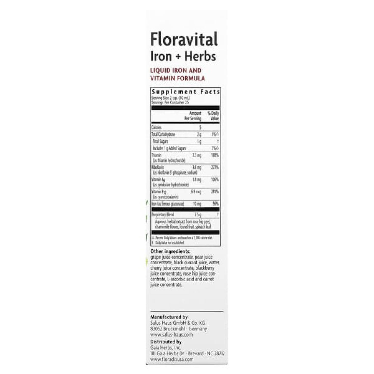 Floradix, Floravital® Iron + Herbs, 250 мл (8,5 жидк. Унции)