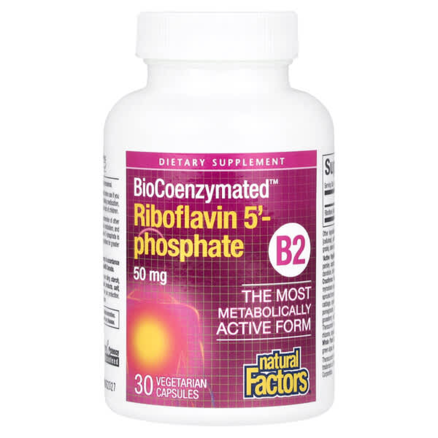 Natural Factors, BioCoenzymated ™, B2, рибофлавин 5'-фосфат, 50 мг, 30 вегетарианских капсул