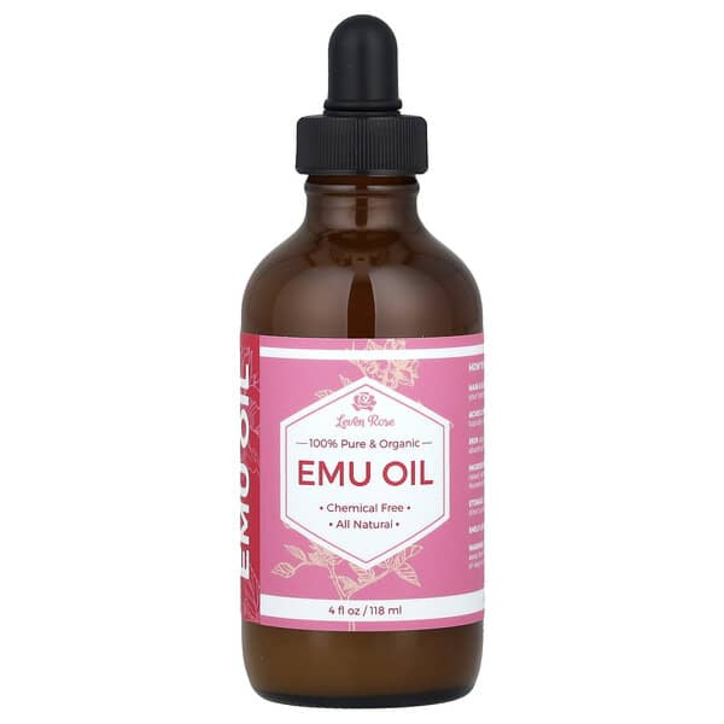 Leven Rose, На 100% чистое и органическое масло эму, 118 мл (4 жидких унции)