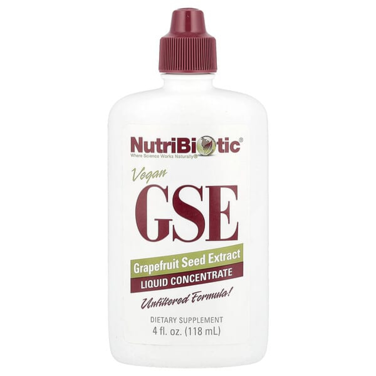 NutriBiotic, веганский экстракт косточек грейпфрута, жидкий концентрат, 100 мг, 118 мл (4 жидк. унции)