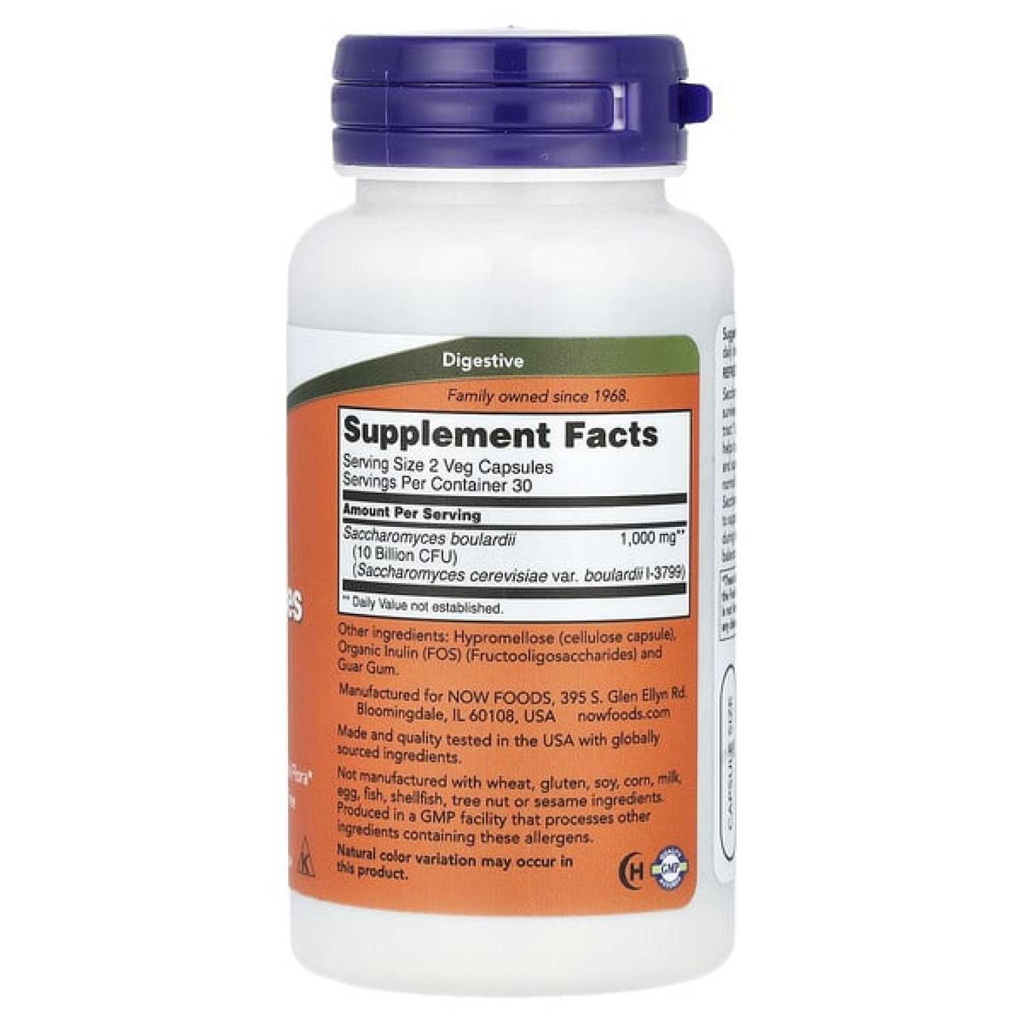 NOW Foods, сахаромицеты Буларди, пробиотик, 5 млрд КОЕ, 60 растительных капсул