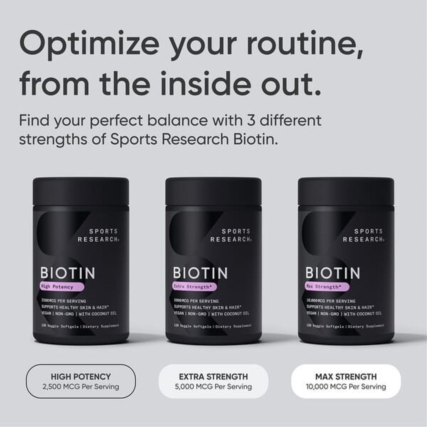Sports Research, Биотин, максимальная эффективность, 10 000 мкг, 120 растительных капсул