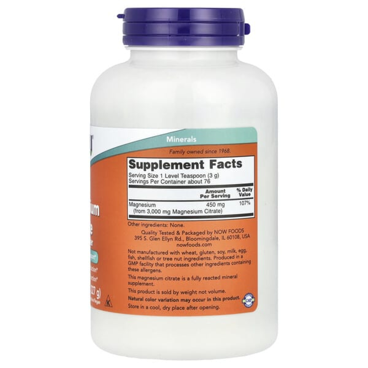 NOW Foods, чистый цитрат магния в порошке, 227 г (8 унций)
