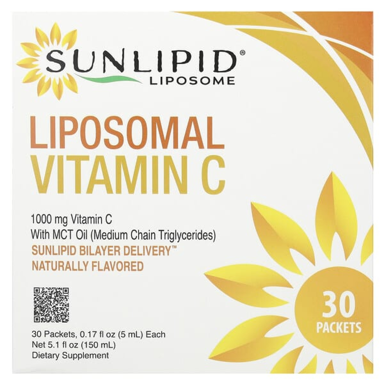 Sunlipid, липосомальный витамин C с маслом MCT, 30 пакетиков по 5 мл (0,17 жидк. унции)