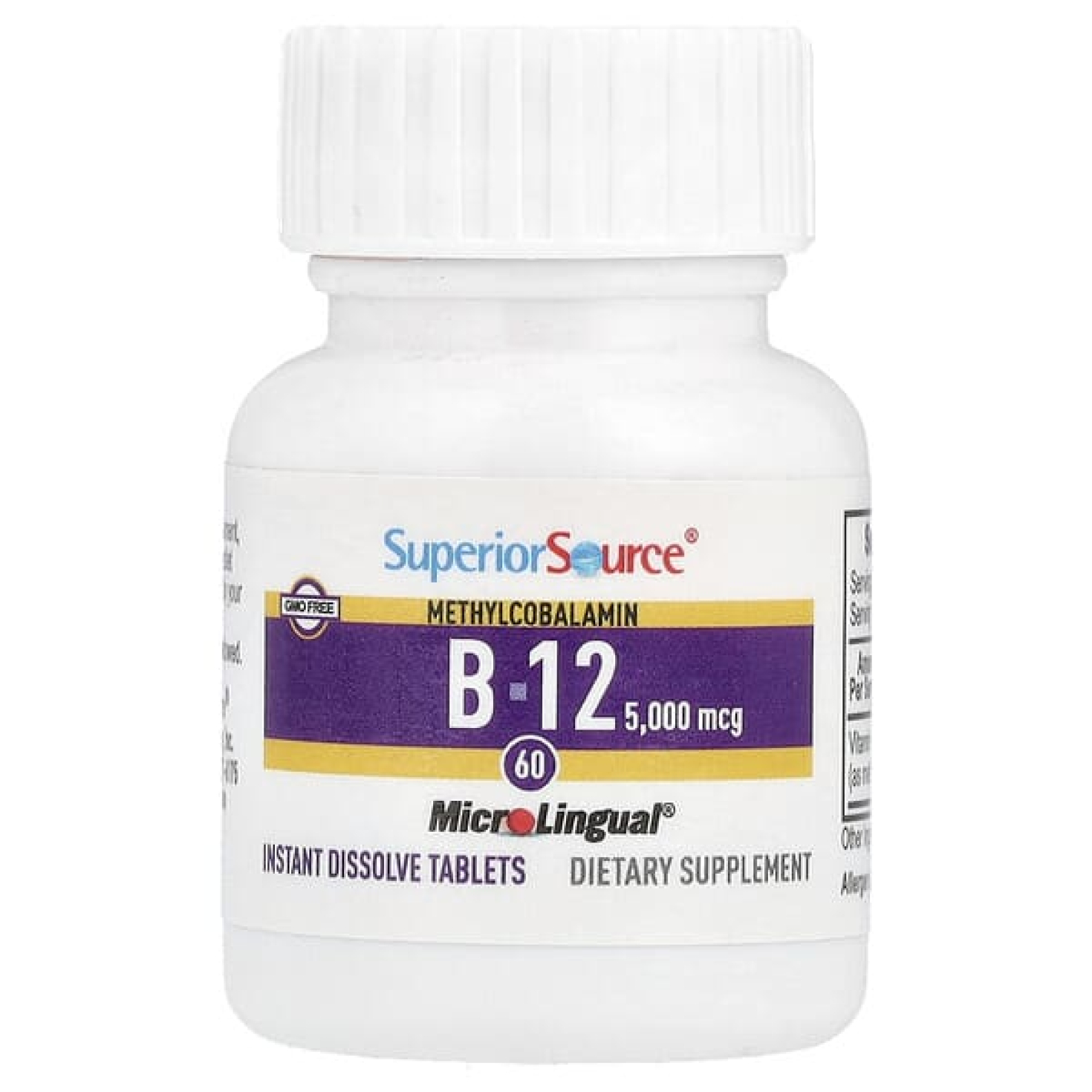 Superior Source, метилкобаламин, витамин B12, 5000 мкг, 60 быстрорастворимых таблеток MicroLingual®