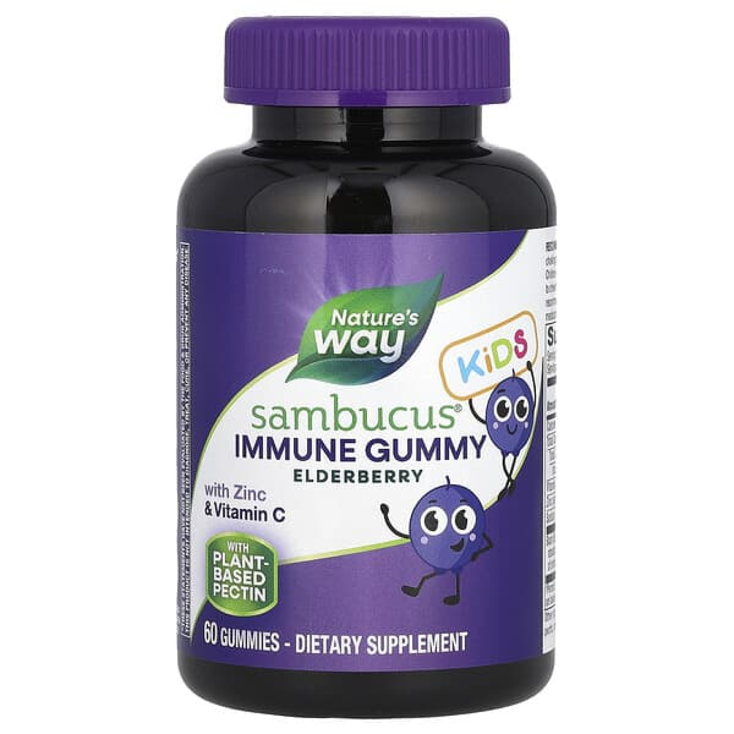 Nature's Way, Sambucus, стандартизированный экстракт бузины для детей, 60 жевательных конфет