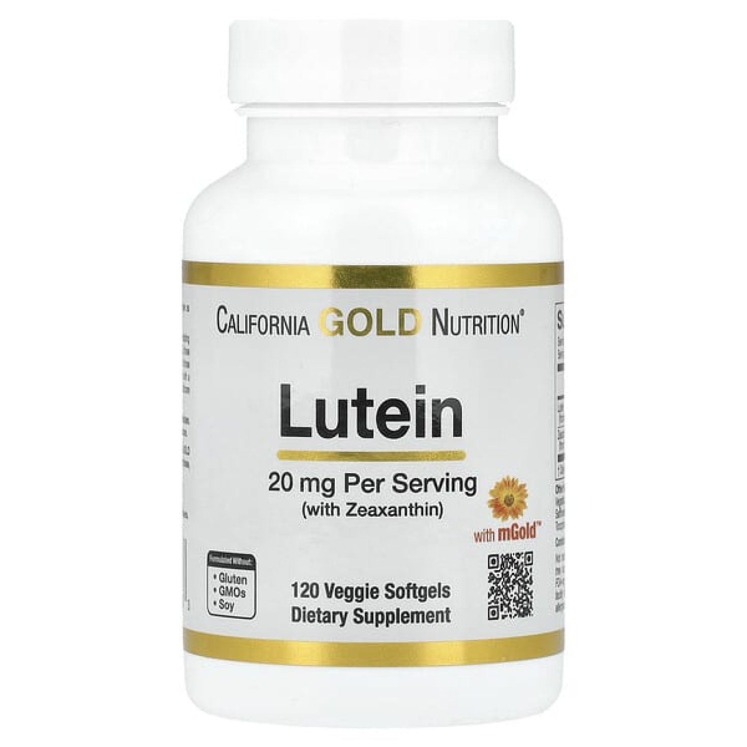 California Gold Nutrition, лютеин с зеаксантином из экстракта бархатцев, 20 мг, 120 растительных капсул
