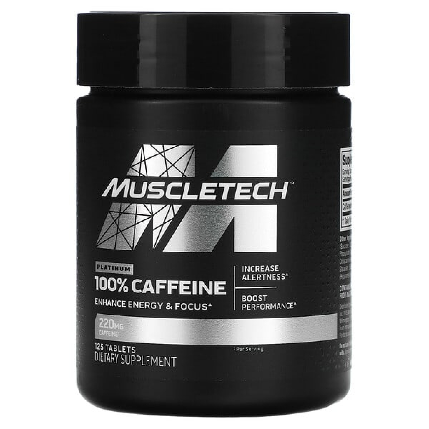 MuscleTech, Platinum 100%, кофеин, 220 мг, 125 таблеток