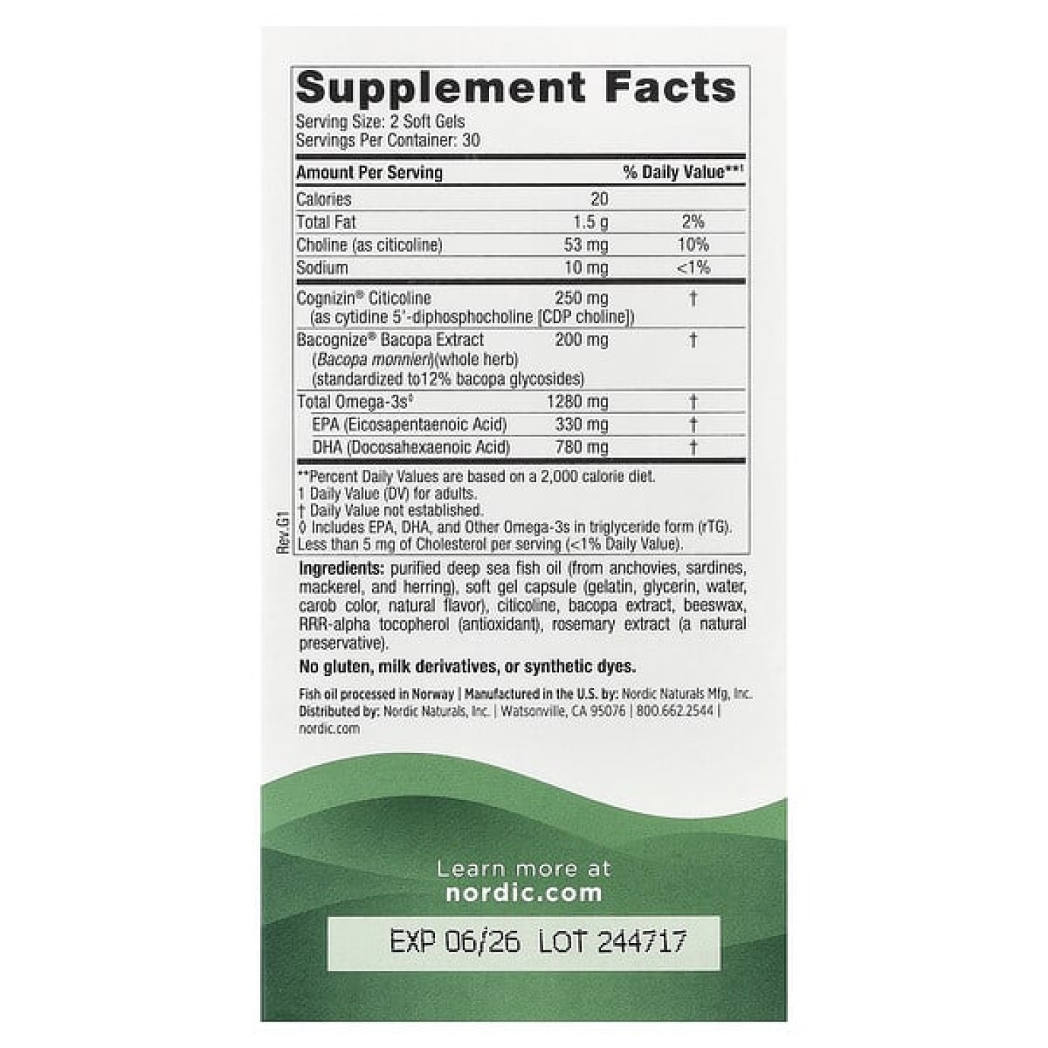 Nordic Naturals, Omega Focus, 1280 мг, 60 капсул (640 мг в 1 капсуле)