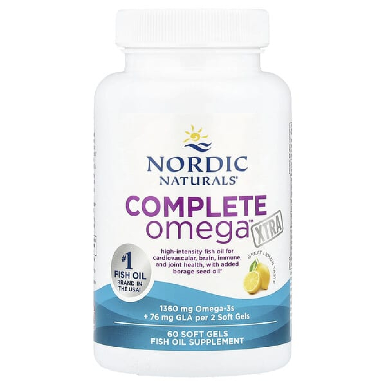 Nordic Naturals, Complete Omega Xtra, со вкусом лимона, 60 капсул (680 мг в 1 капсуле)